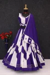 Tew Roman Silk Mirror Work Navaratri Lehenga Choli